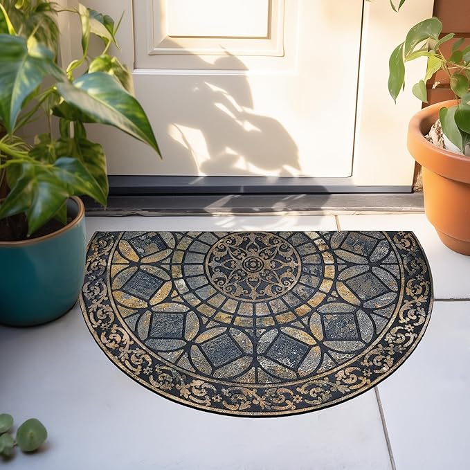 CHICHIC Entrance Door Mat Large 24 x 36 Inch Entry Way Doormat Front Door Rugs Outdoors Heavy Duty Welcome Mat Non Slip Rubber Back Low Profile for Garage, Patio, High Traffic Area, Grey