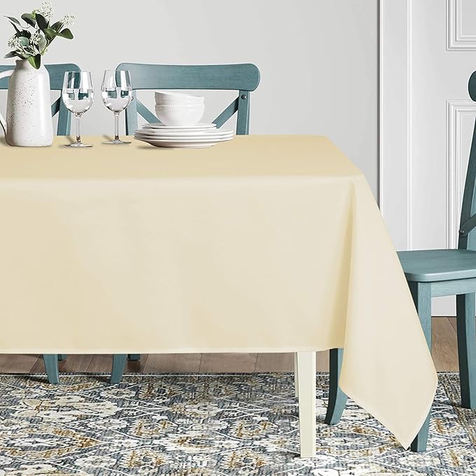 sancua Rectangle Tablecloth - 70 x 108 Inch - Stain and Wrinkle Resistant Washable Polyester Table Cloth, Decorative Fabric Table Cover for Dining Tables, Buffet Parties and Camping, Beige