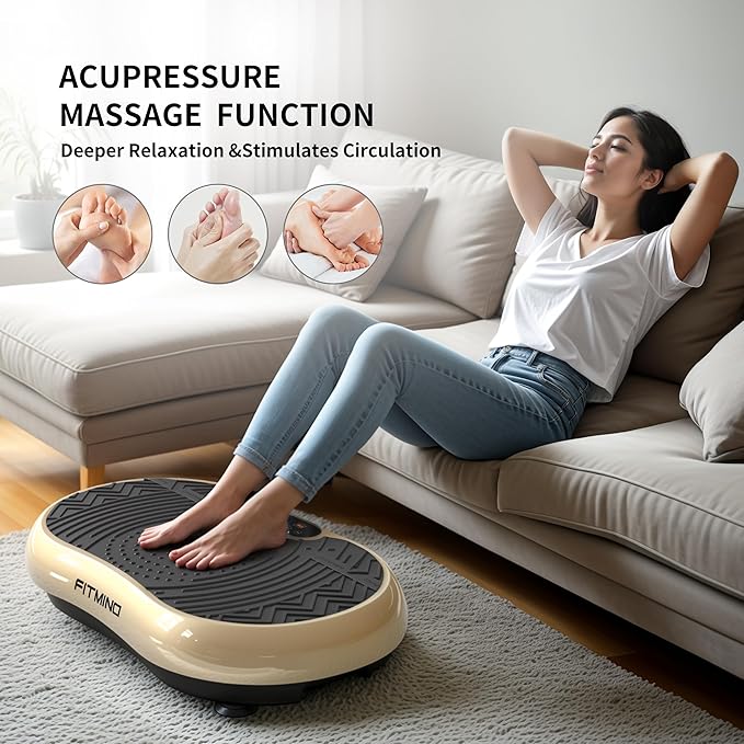 Vibration Plate Exercise Machine, 24" x 14" Extra-Large Vibration Plate for Lymphatic Drainage, Vibration Plates for Weight Loss, Relaxing, Recovery