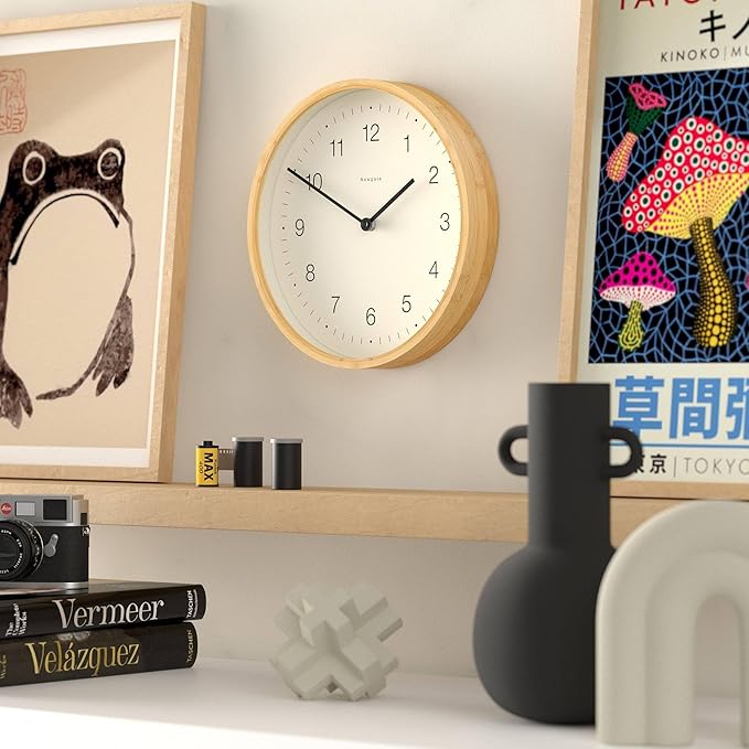 NEWGATE® Bali Wall Clock | Scandi Inspired Bamboo Clock | 12 inch | Modern Minimalist Design for Kitchen, Living Room or Office