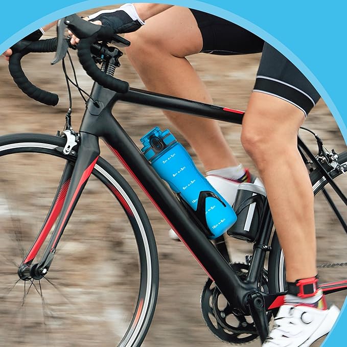 OLDLEY 25 oz Water Bottle, Motivational Water Bottle with Time Marker, Sports Water Bottle With Strap, Leakproof & BPA Free Large Water Bottles for School, Gym, Travel, Outdoor, Tritan,Blue