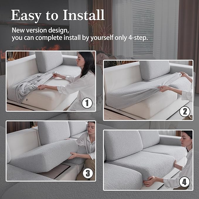 Couch Cushion Covers for Sectional Sofa, Stretch Soft Sofa Slipcovers Washable Wear-Resistant Universal Furniture Protector for Living Room(1 Piece Armrest Cover, Light Gray)