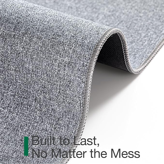 LUMI Ultra Thin Door Mat for Entryway,18"x59" Low Profile Non Slip Rubber Backing Indoor Doormat, Easy Clean Welcome Entrance Mat for Inside House, Patio,Light Grey