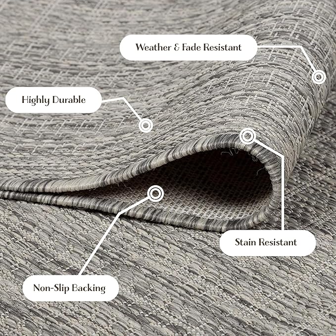 Adiva Rugs Outdoor Indoor Area Rug, Weather Resistant, Easy to Clean, Stain Resistant Floor Mat for Dining Room, Backyard, Deck, Patio (Silver Weiss, 2' x 3')