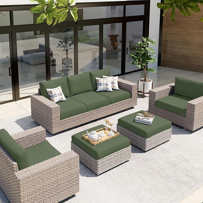 hyha Waterproof Couch Cushion Covers, Stretch Sofa Couch Seat Slipcover for Dog Washable, Non-Slip Waterproof Outdoor Cushion Covers for Patio Furniture Replacement (3 Pieces, Bronze Green)