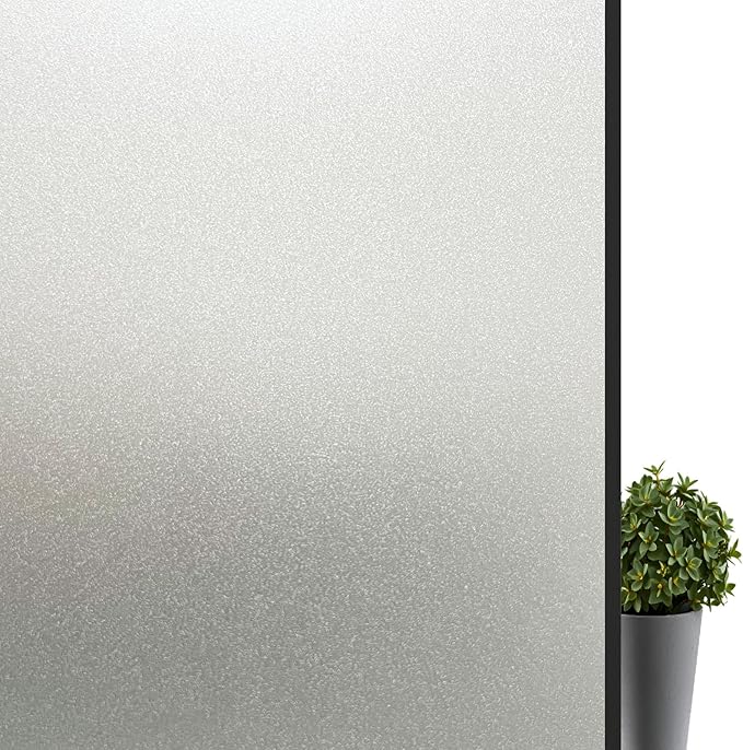 Window Privacy Film, Frosted Glass Window Film,for Glass Windows Cover, Static Cling, Removable, Reusable, Anti-UV, Anti-Glare, Heat Blocking (Pure, 17.5X78.7 Inch)