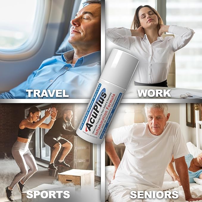 AcuPlus - Pain Relief Roll On - Topical Anti Inflammatory to Soothe Muscles & Joints - Arthritis Pain Reliever, Bursitis, Tendonitis Cream - TSA Compliant, Convenient Roll On - 3 fl. oz. (Pack of 1)