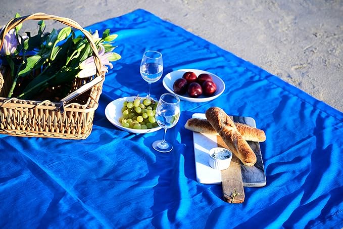 Solino Home Linen Royal Blue Table Runner 60 Inches - Classic Hemstitch, 100% Pure Linen Coffee Table Runner 14 x 60 Inch Ideal for Dresser Tables