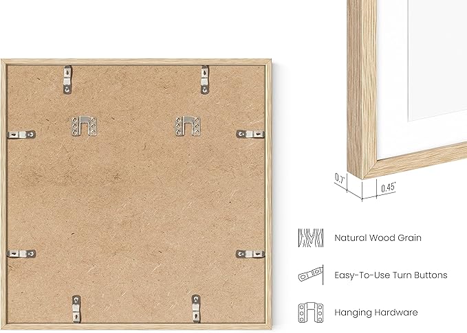 HAUS AND HUES Square Frames 16x16 Set of 9 - Picture Gallery Wall Frame Set, 16x16 Frames for Posters, 16 x 16 Picture Frames, Painting 16 x 16 Frames, 9 Square Gallery Wall Set (Beige Oak Frames)