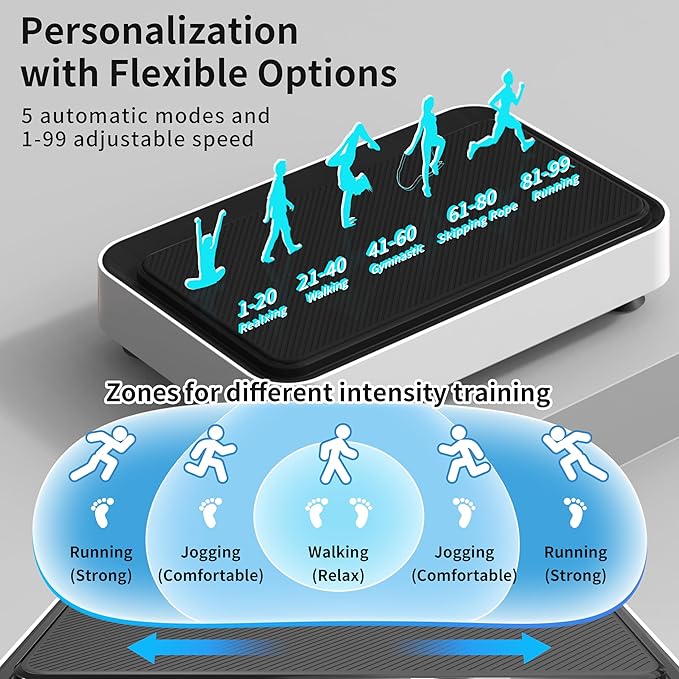 Vibration Plate Exercise Machine, Whole Body Workout Power Vibrate Fitness Platform Vibration Plate for Lymphatic Drainage, Home Training Equipment for Weight Loss & Toning