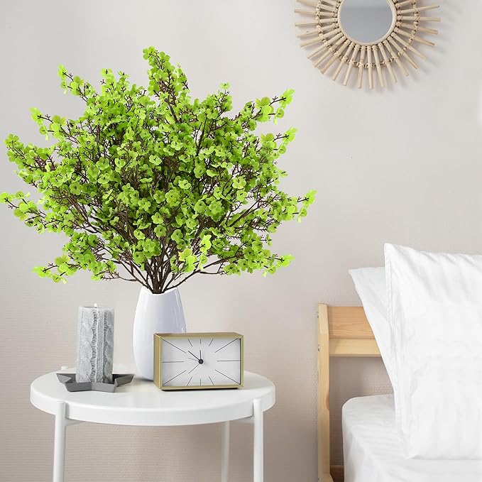 Sggvecsy 10 Pcs Babys Breath Artificial Flowers Gypsophila Bouquets Bulk Real Touch Fake Silk Flowers for Home Wedding DIY Floral Arrangement Kitchen Table Centerpiece Festival Decoration (Green)