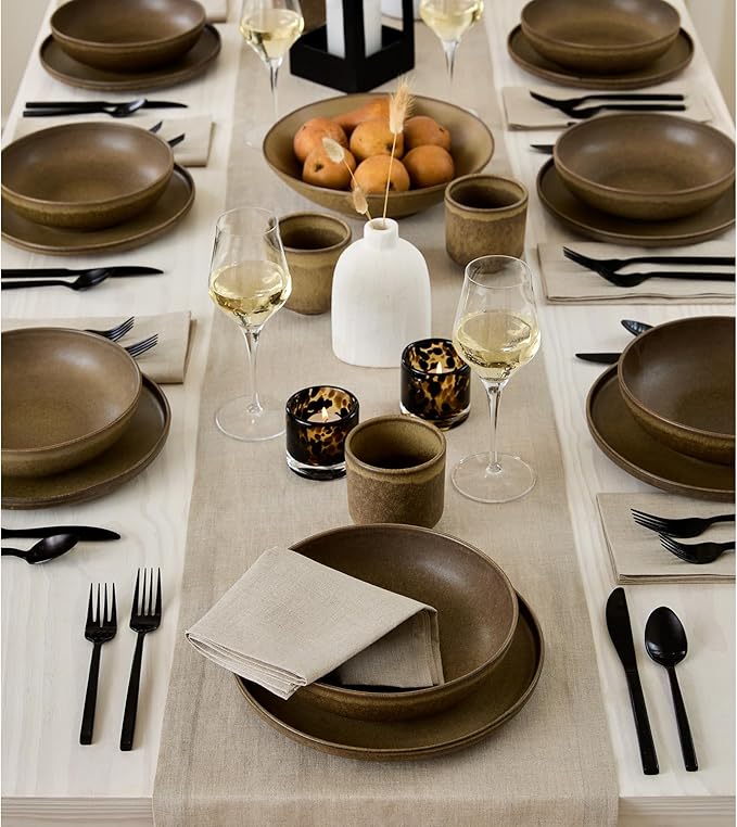 Solino Home Linen Natural Table Runner 36 Inches - 100% Pure Linen Small Table Runner 14 x 36 Inch Ideal for Dresser and Coffee Tables - Fall, Autumn, Thanksgiving - Fete