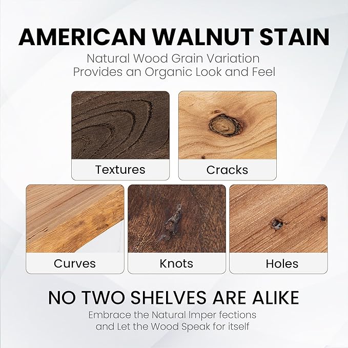 Floating Shelves for Wall, 32" Live Edge Solid Elm Wood Floating Shelf, Wall-Mounted Display Shelves with Invisible Heavy-Duty Metal Bracket, Floating Shelf for Kitchen (Natural, Set of 2)