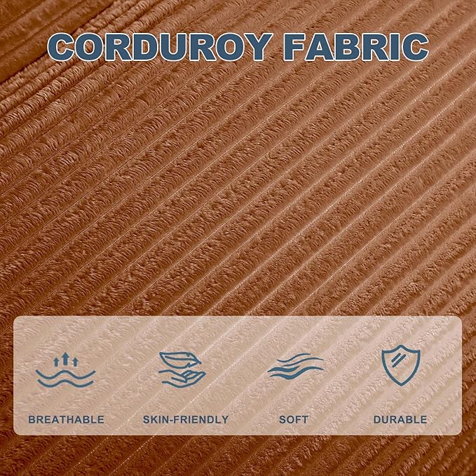 Misolant Bean Bag Chairs，Big Corduroy Fabric Sofa Bean Bag Chair for Adults and Teens with High-Resilience Sponge, Non-Slip Base Floor Lounge Sofa for Home, Living Room, Bedroom, Gaming Brown
