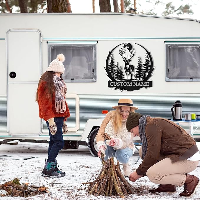 Metal Signs Customized, Personalized Deer Metal Cabin Sign, Forest Deer Wall Decor, Outdoor Metal Signs, Deer Hunter Gift, Deer Wall Art, Hunting Decor, Custom Family Name Sign, Cabin Decor