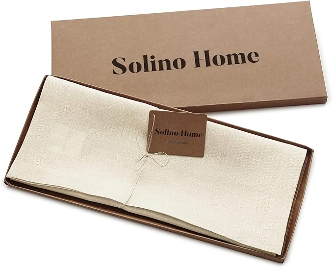 Solino Home Linen Ivory Table Runner 90 Inches Long - 100% Pure Linen 14 x 90 Inch Table Runner for Dining, Fall, Autumn, Thanksgiving - Fete