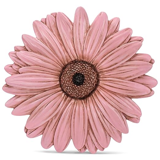 NAT & Jules Gerbera Daisy Flower Shaped Dimensional Indoor Outdoor 12 inch Cast Resin Decorative Garden Stepping Stone, Patio, Walkway Sculpture Yard Art, Pink