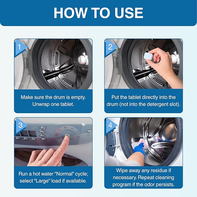 Washing Machine Cleaner, Septic Safe Washer Descaler Tablets for Removing Pet Hair, Odors, Residue, Suitable for HE Front Loader, Top Load, 1 Year Supply, 24 Pack (For Pet Owner)