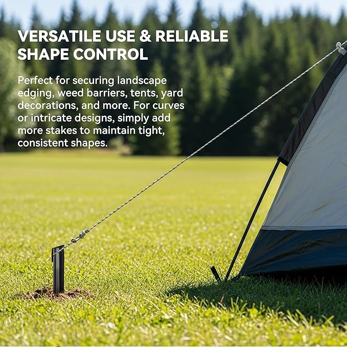 8Inch Metal Landscape Edging Stakes, 13Pcs Galvanized Steel Garden Stakes Top Curved Corrugated Landscaping Anchoring Spikes for Yard, Black