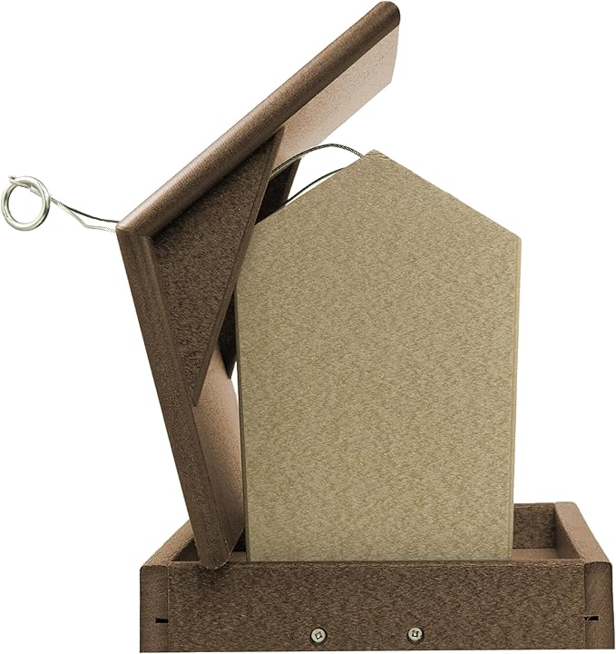 Poly Hanging Hopper Bird Feeder, Large Hanging Bird Feeder for Outside, Outdoors - Amish American Made (Tudor Brown & Weatherwood)