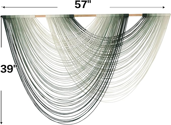 Macrame Wall Hanging Green Yarn Art Dip-Dye Boho Wall Decor Fiber Wall Art Craftsmanship Home Decor 57" W x 39" L