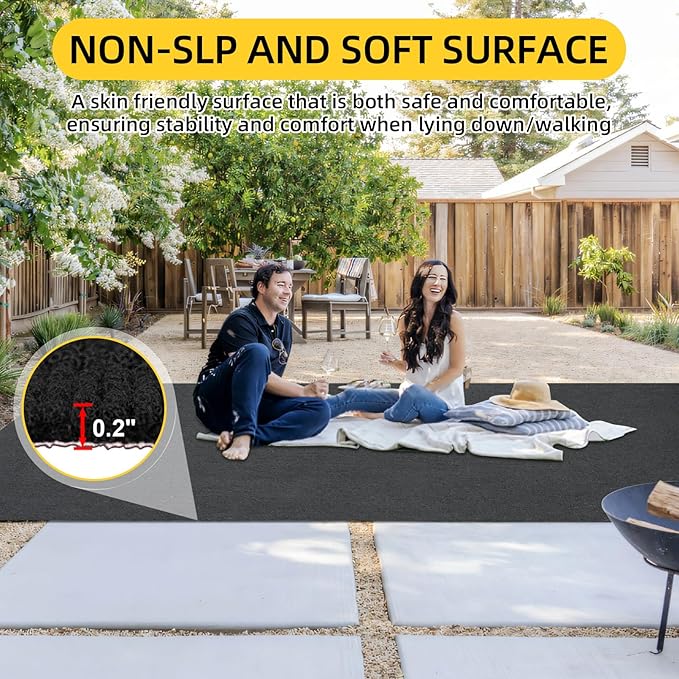 Marine Carpet, 5 FT x 15 FT Black Indoor/Outdoor Rug 0.2" Thick TPE Backed Non-Slip Boat Carpet Roll for Home, Patio, Porch, Deck