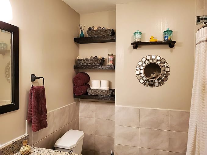 joelsantiques 18 Inch Wooden Floating Shelves for Wall - 18x6x2 in - Made of Natural Wood - Short Heavy Duty Rustic Wall Shelves for Bedroom - Perfect for Bathroom, Kitchen - Mocha