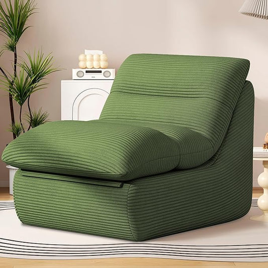 Misolant Bean Bag Chairs，Big Corduroy Fabric Sofa Bean Bag Chair for Adults and Teens with High-Resilience Sponge, Non-Slip Base Floor Lounge Sofa for Home, Living Room, Bedroom, Gaming Green
