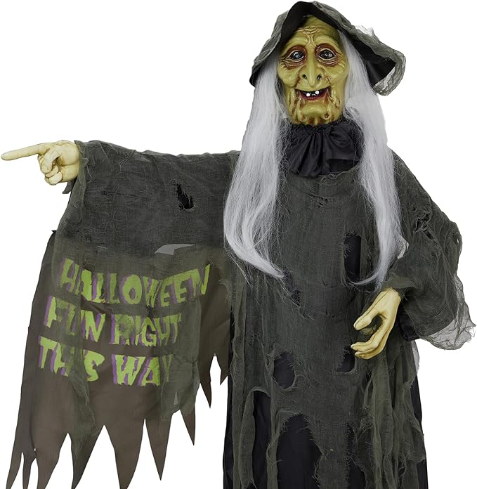 AW Animated Halloween Decorations,Scary Witch,6 FT Life Size Standing Clown,Motion/Sound Activated LED Eyes Creepy Sound,Haunted House Props,Party Outdoor Indoor Lawn Yard Patio 2025
