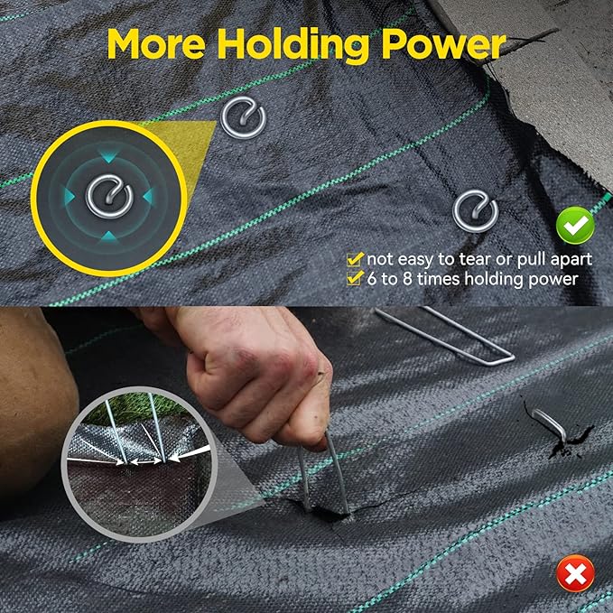 Landscape Fabric Pins, Thickened 8 Gauge Circle Top Landscape Pins-120 Pcs, Not Easy to Bend 6 inch Galvanized Landscape Fabric Stakes, More Holding Power Than U-Shape Garden Staples(120)