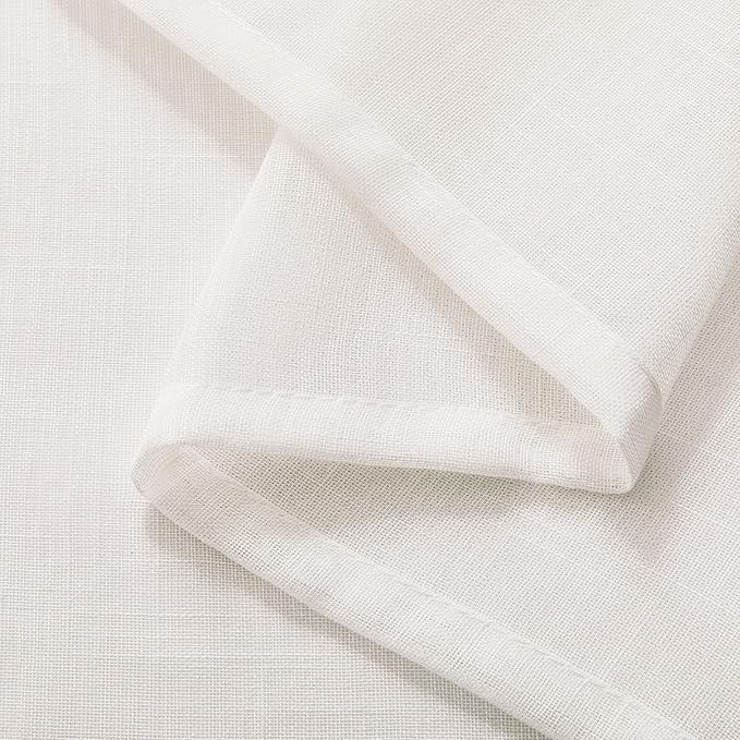 Joydeco Sheer Curtains 96 Inches Long, Cream Curtains for Living Room 2 Panels Set, Ivory Curtains Window Privacy Assured with Light Filtering(W52 x L96 Inch,Ivory)