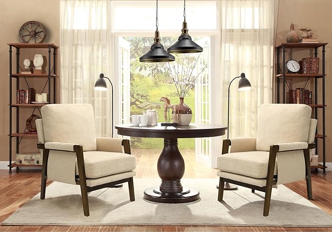 Modern Accent Chairs Set of 2 for Living Room Mid Century Arm Chairs Upholstered Bedroom Chairs Comfy Lounge Chairs with Solid Wood Frame, Beige