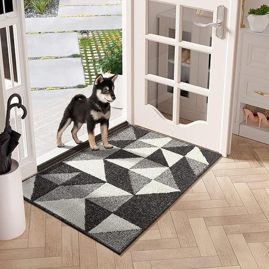 hicorfe Indoor Doormat,24"x35" Front Back Door Mat Rubber Backing Non Slip Door Mats,Low-Profile Absorbent Resist Dirt Entryway Doormat Inside Floor Mats for Entrance