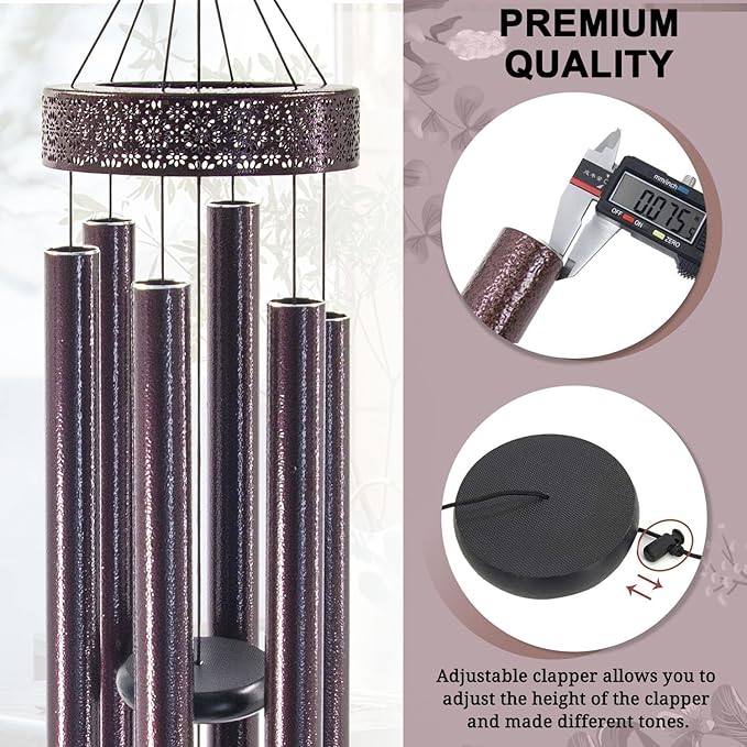 ASTARIN 48'' Large Wind Chimes - 6 Heavy Tubes, Memorial Outdoor Chimes for Garden Decor, Sympathy Gifts, Bronze