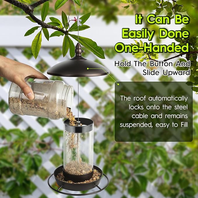 Bird Feeder for Outdoors - 360° Feeding Perch. Green