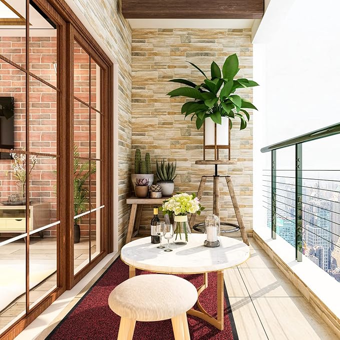 Mibao Front Door Mat, Dirt Trapper Welcome Mat for Outdoor Indoor, Non-Slip Waterproof Doormat, Durable Machine Washable Low Profile Entry Rug for Back Door Outside Patio Porch, 48" x 36", Red