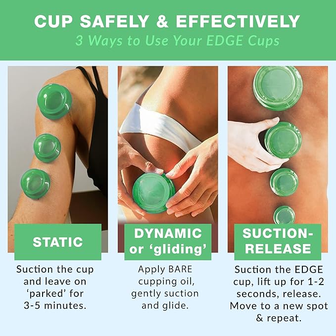Silicone Cupping Therapy Set Professional Massage Cupping Cups for Cupping Therapy 4 Cup Kit for Massage, Myofascial Release, Cellulite Reduction (Lure Green)