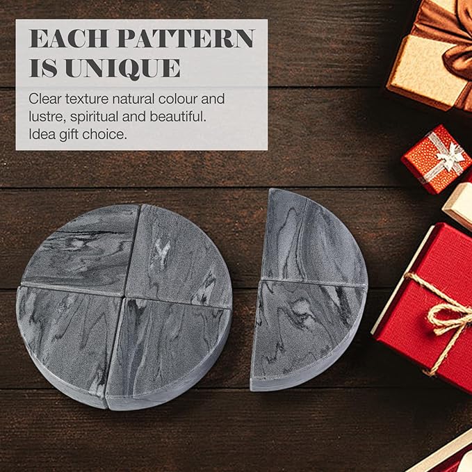 Marble Bookend for Shelves, Non-Skid Bookends for Heavy Books, Heavy Duty Book Stopper for CDs, Luxury Book Shelf Holder, Quarter Circle Design Book Ends Decorative, Monte Grigio, Set of 2