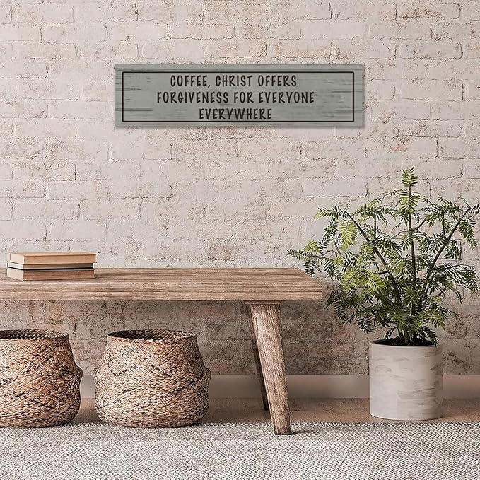 Generic Wood Sign Coffee Offers Forgiveness for Everyone Everywhere Rustic Wooden Hanging Sign Home Farmhouse Kitchen Wall Decor 16 x 6 Inch