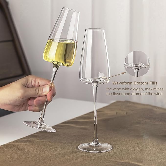 Champagne Flutes Glass Set of 2, Crystal Champagne Glasses 9OZ/ 270ML, Hand Blown Mimosa Glasses, Unique Champagne Gift for Wedding, Engagement Gift