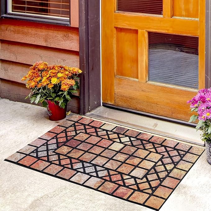 CHICHIC Welcome Door Mat 18 x 30 Inch Front Doormat Outdoors for Home Entrance Outdoors Mat for Outside Entry Way Doormat Entry Rugs, Heavy Duty Non Slip Rubber Back Low Profile, Colorful
