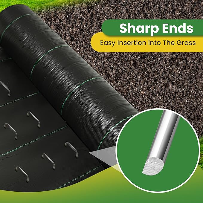 Landscape Staples 8 Inch 120 Pack, Garden Stakes Galvanized Garden Staples 11 Gauge, Plant Cover Stakes for Lawn Weed Barrier