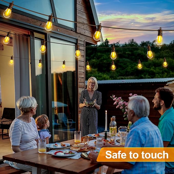 Outdoor String Lights Patio LED Light Outside - 20M 18+1 S14 LED with Remote Control 65ft Porch Lighting IP65 Waterproof