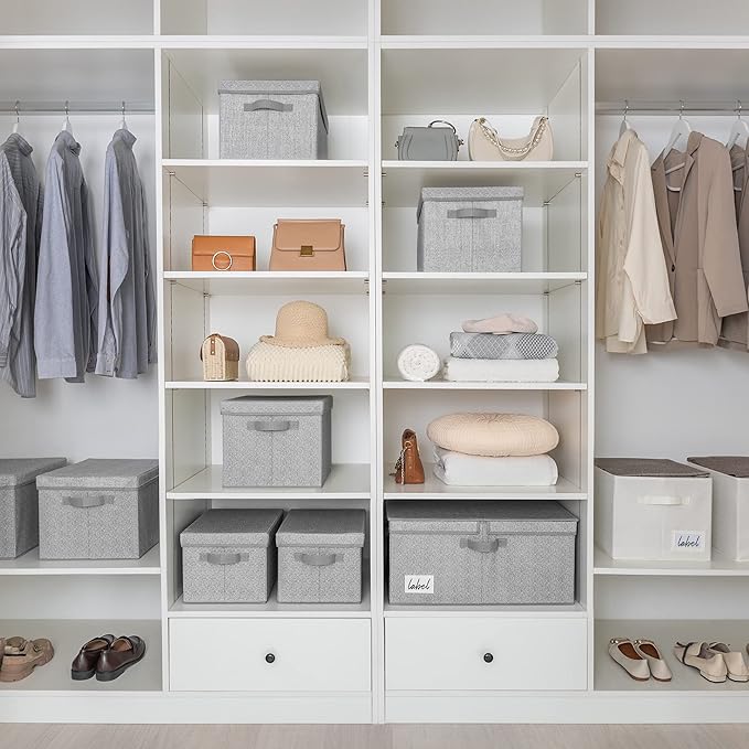 GRANNY SAYS Fabric Storage Bin with Lid, Decorative Storage Box, Extra Large Storage Baskets, Closet Organizer, Gray, 1-Pack