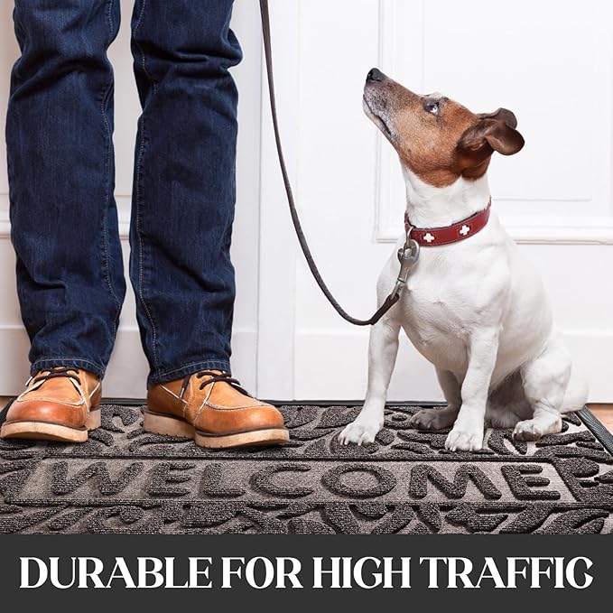 Yimobra Welcome Mat Outdoor, 36x24 Waterproof Door Mat Outside Entrance, All-Weather Non Slip Front Door Mat, Low-Profile Entryway Mat Indoor, Porch and Patio, Brown
