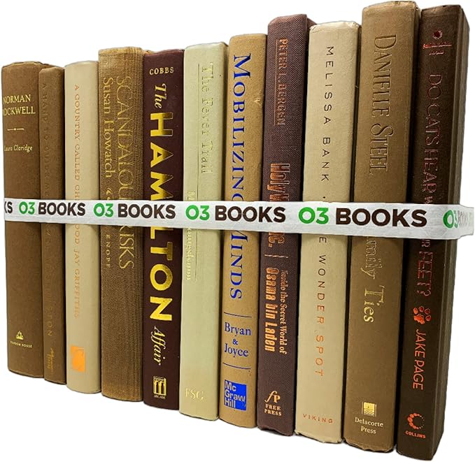 Curated Decorative Books Hardcover Décor Books for Home Décor, Choose Color, Interior Design, Office, Wedding Display, Instant Library, or Staging (Brown, Half Foot)