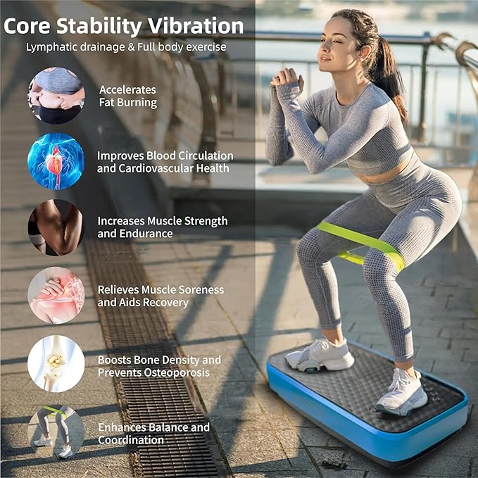 Vibration Plate Fitness Platform Whole Body Exercise Machine with 120 Speed Levels, Lymphatic Drainage, Fat Burning, and Weight Loss, Perfect for Women, Men, and Home Gym Exercise