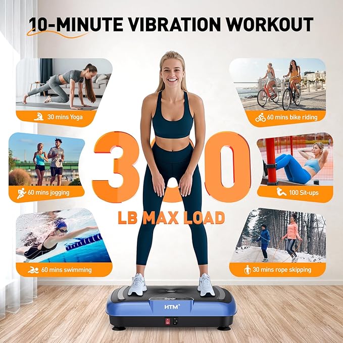 Vibration Plate Exercise Machine - 180 Speeds & 300 lb Capacity, Full Body Workout Vibration Platform with Remote Control for Lymphatic Drainage, Weight Loss & Toning