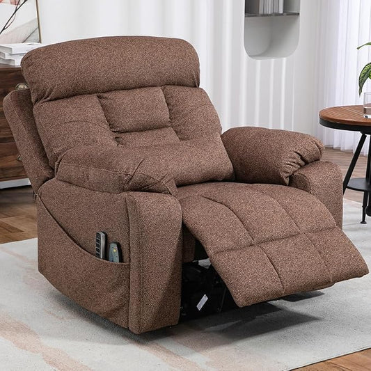 Oversized Lazy Boy Recliner Chair, 4 Motor Recliner with Power Headrest and Lumbar, Nursing Lift Chair with Vibrating Massage and Heated Seat