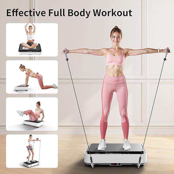 Vibration Plate Exercise Machine, Whole Body Workout Power Vibrate Fitness Platform Vibration Plate for Lymphatic Drainage, Home Training Equipment for Weight Loss & Toning
